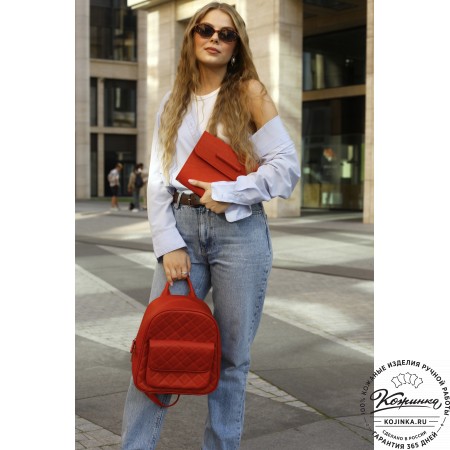 Женский кожаный рюкзак "Гермиона" (красный)